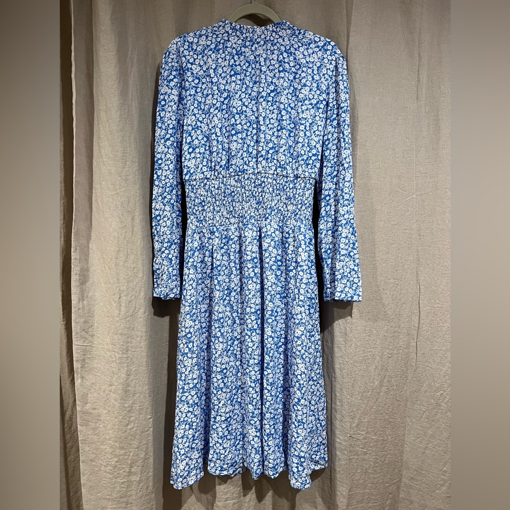 New Lost + Wander Midi Dress Blue and White